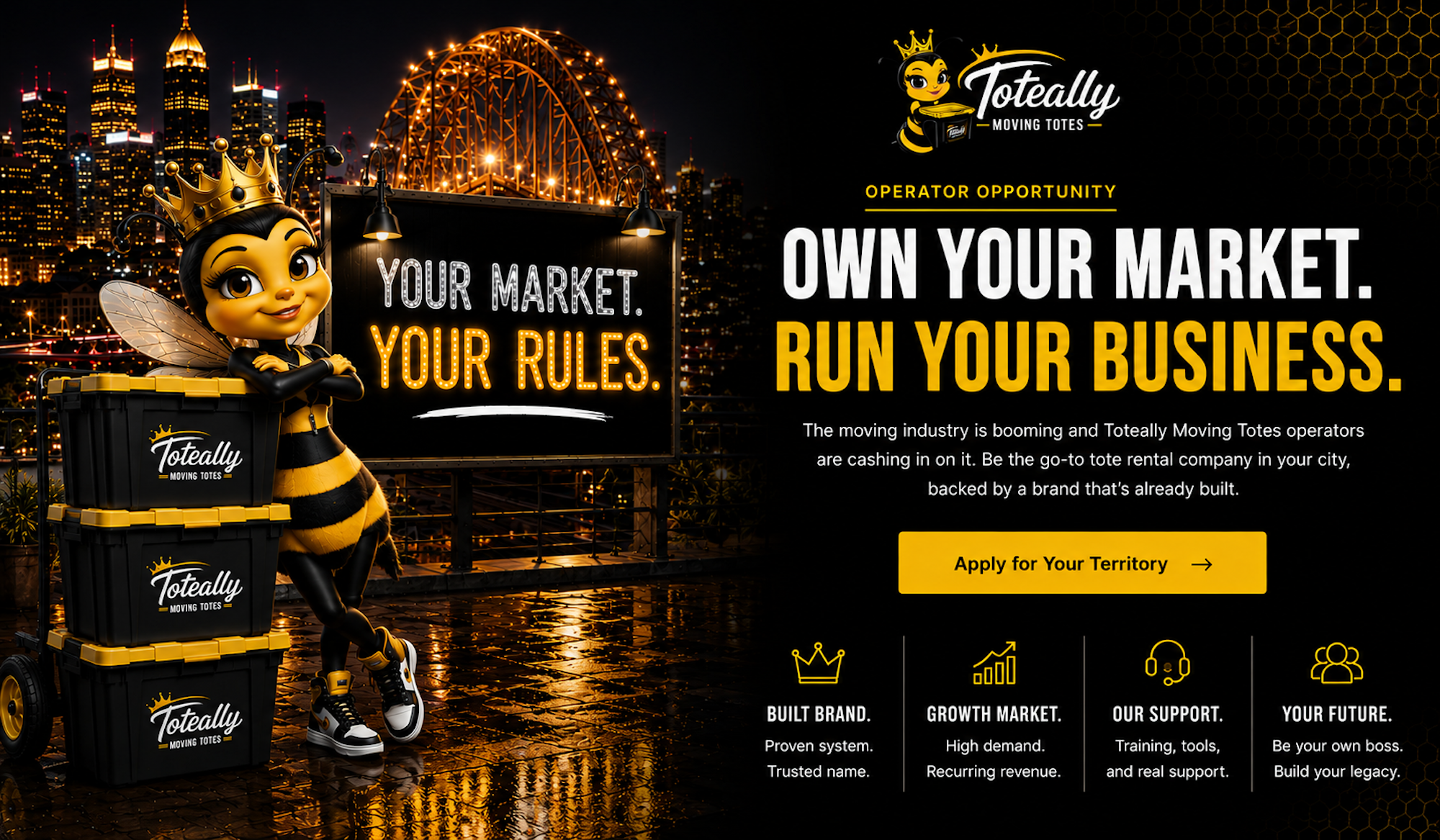 Own Your Market — Toteally Moving Totes